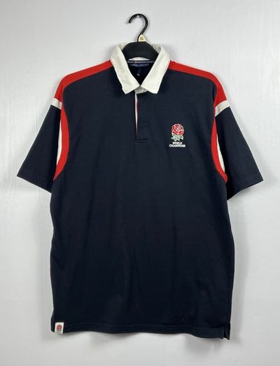 England Rugby World Champions Polo Shirt XXL Black Red White Vintage 2004 RFU