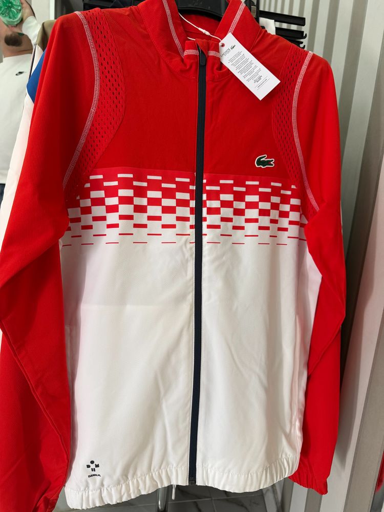 Lacoste Red And White Zip-Up Jacket