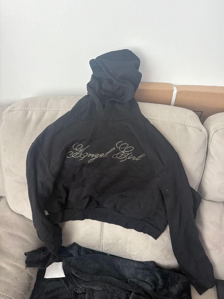 Other Black Cropped Hoodie With Script Text product image
