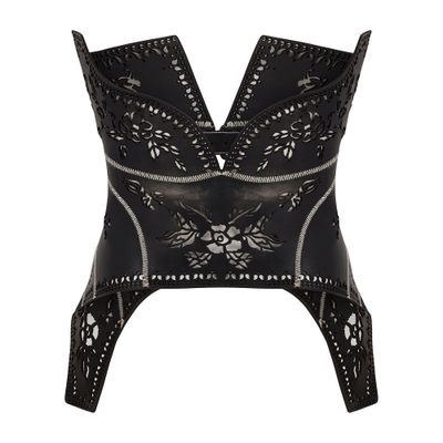 2009 Alexander McQueen Runway Black Cut Out Corset Belt 2