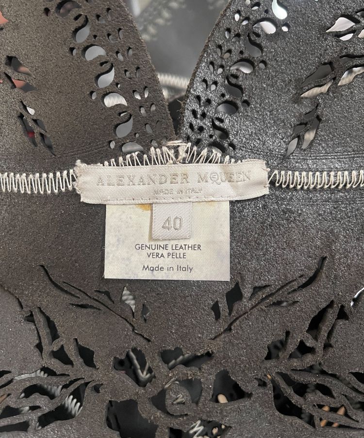 2009 Alexander McQueen Runway Black Cut Out Corset Belt 8