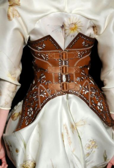 2009 Alexander McQueen Runway Black Cut Out Corset Belt 7