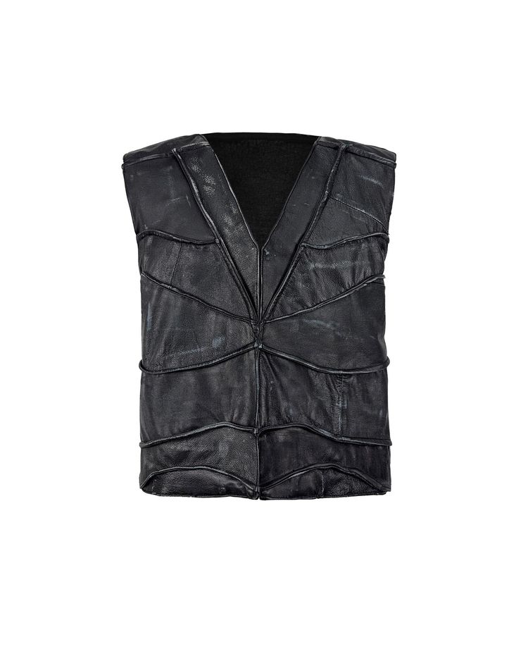 Leather Vest  Paneled Upcycled