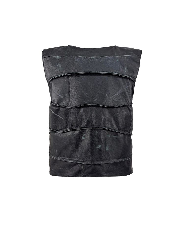 Leather Vest  Paneled Upcycled imagen 6