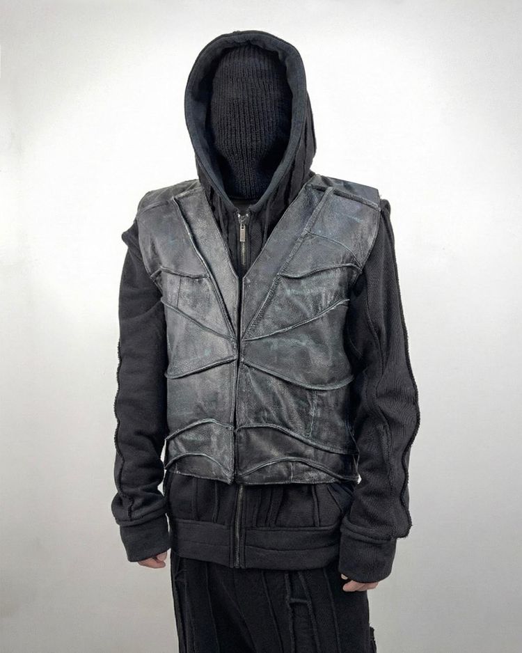 Leather Vest  Paneled Upcycled imagen 4