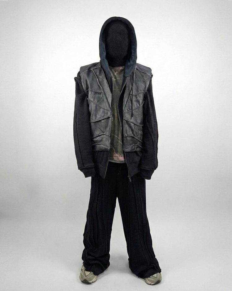 Leather Vest  Paneled Upcycled imagen 3
