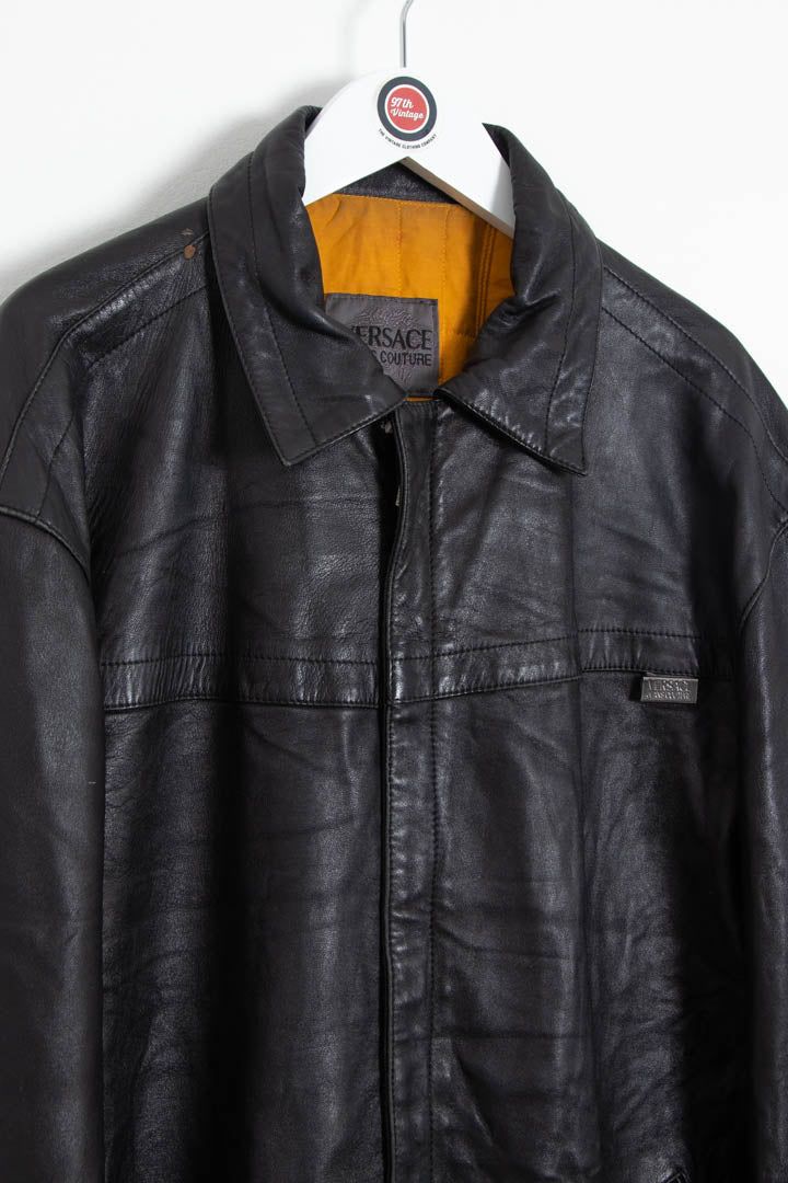 Versace Quilted Lined Leather Jacket (L) obraz 3