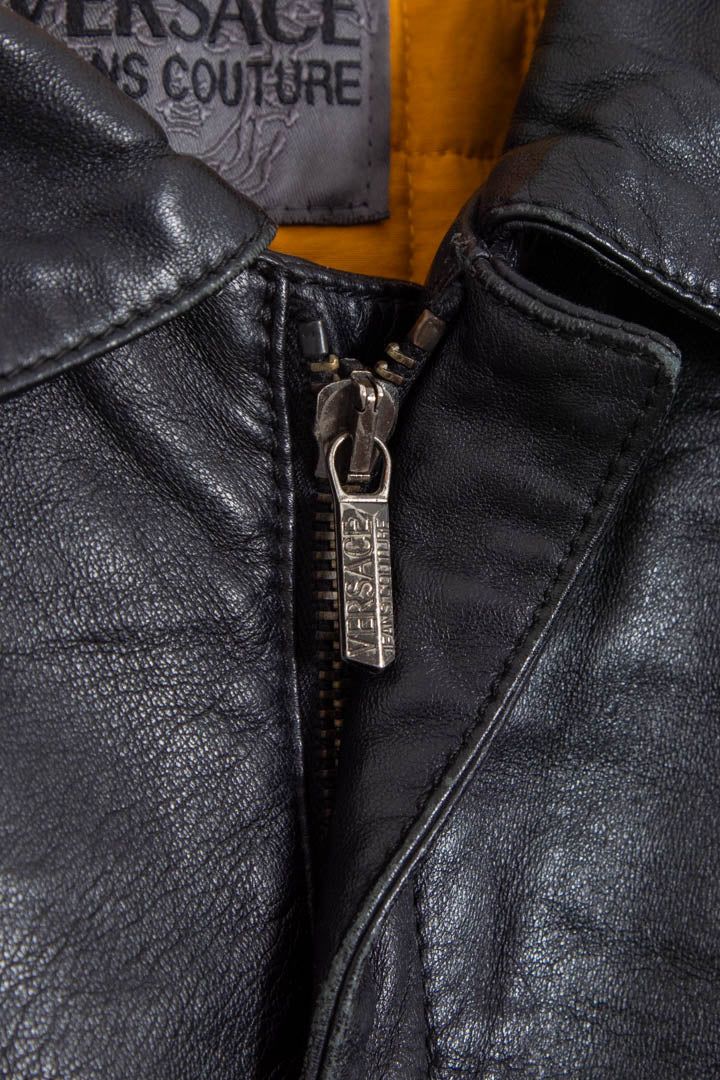 Versace Quilted Lined Leather Jacket (L) obraz 4
