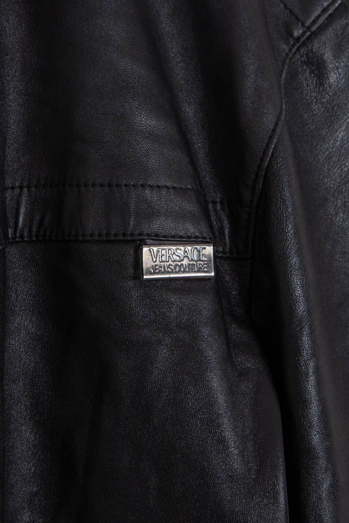 Versace Quilted Lined Leather Jacket (L) obraz 5