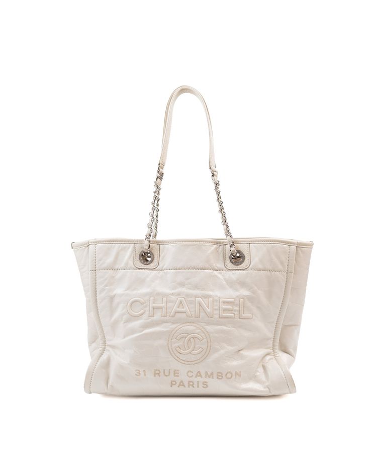 Chanel Borsa Deauville Pelle Beige — Pre-owned Autentica