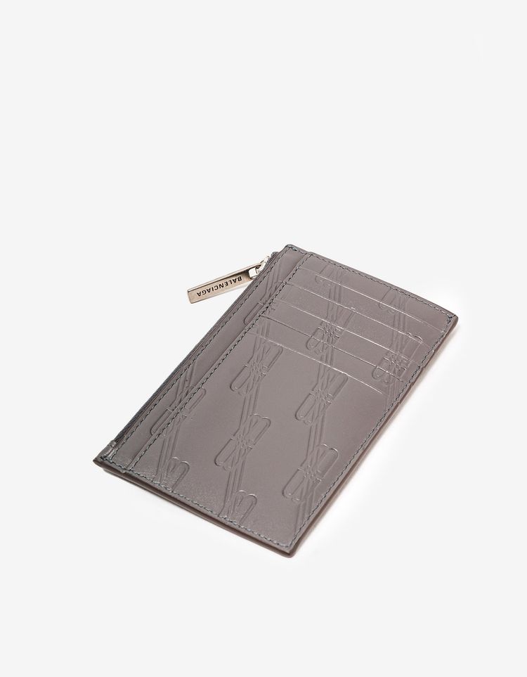 Balenciaga Dark Grey BB Monogram Zip Card Holder 4