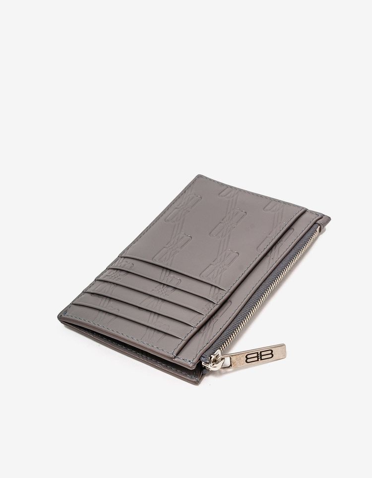 Balenciaga Dark Grey BB Monogram Zip Card Holder 3