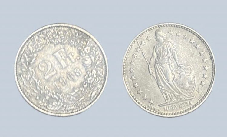 Switzerland 1968 2 Francs Coin - XF
