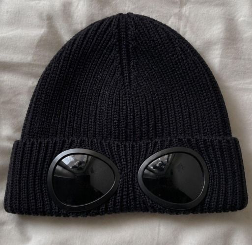 Black Knit Beanie With Built-In Goggles image 1