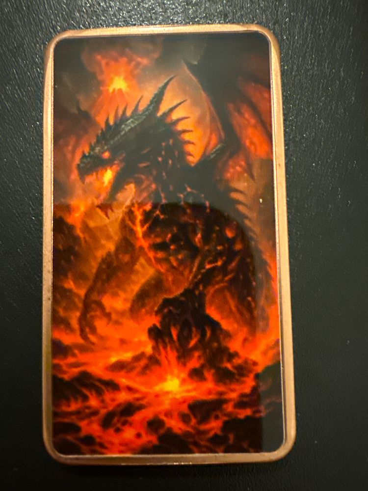 Unbranded Mystic Guardians of Fire - Fire Dragon Copper Art Bar Fantasy Mythology Collectible product image