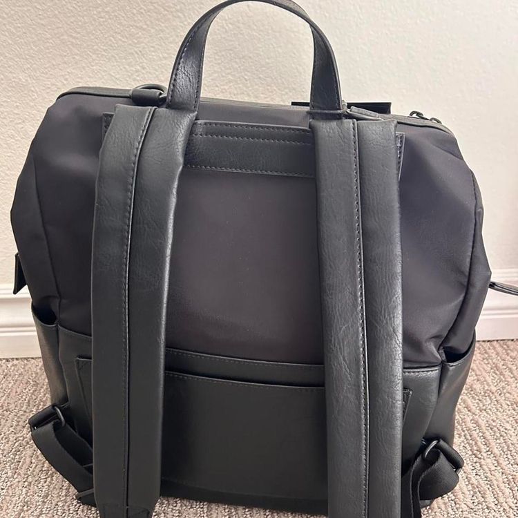 Black Backpack With Leather Accents image 3