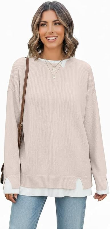 Beige Knit Sweater With White Layered Cuffs image 2