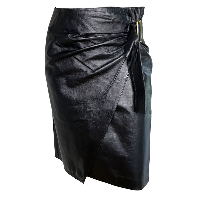 Lanabu Vintage Yves Saint Laurent wrap-around leather skirt 40FR product image