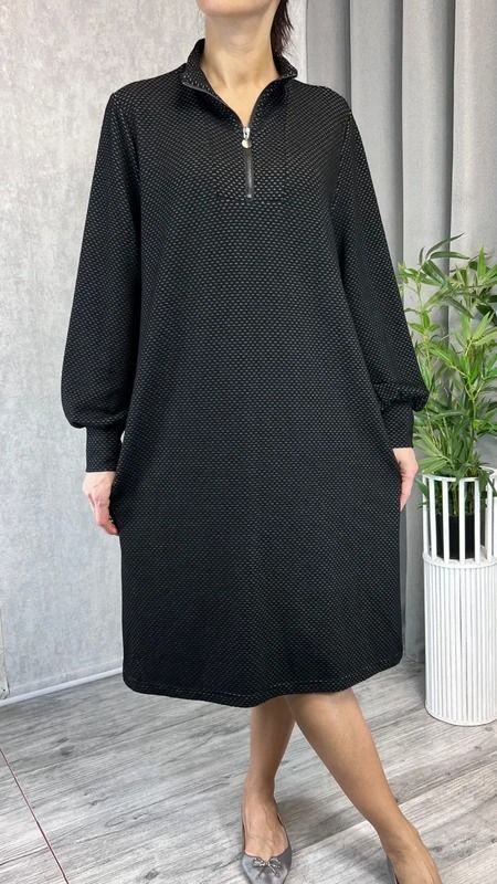 Sukienka dzianinowa czarna z kieszeniami na co dzień rozmiar 44 16 xxl plus size 3