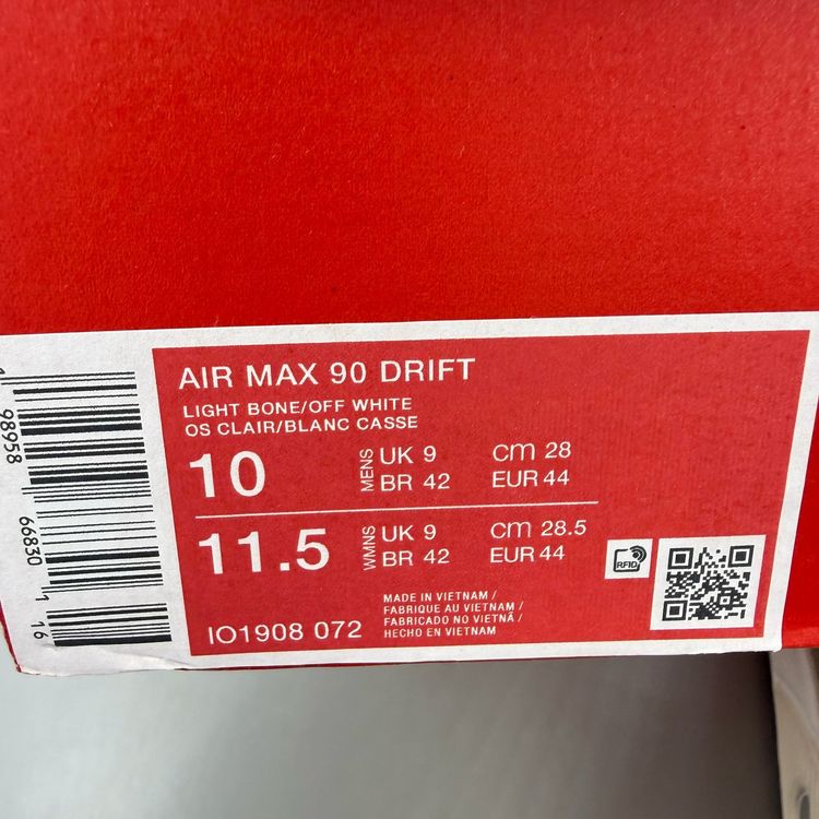 Immagine di Nike Air Max 90 Size UK 9 Drift Light Bone Off White Men's Trainers IO1908-072 5