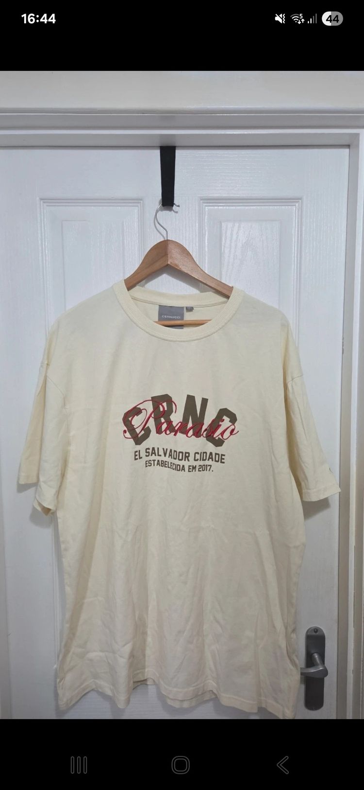 Cernucci Cream Graphic T-Shirt Mens Large