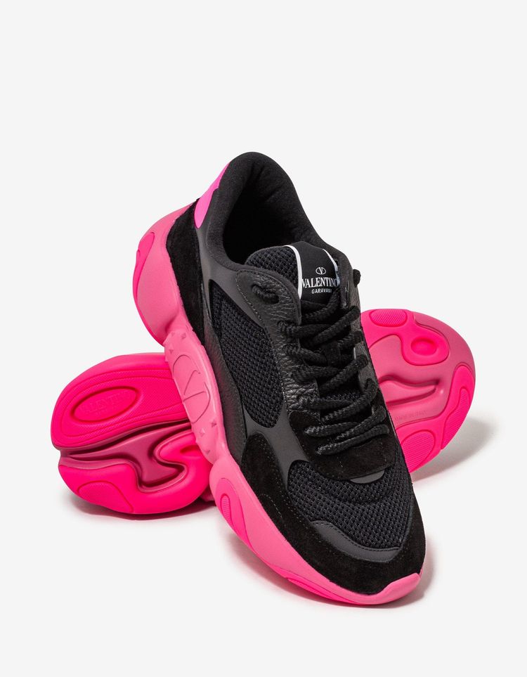 Valentino Black Bubbleback Mesh and Suede Trainers image 4