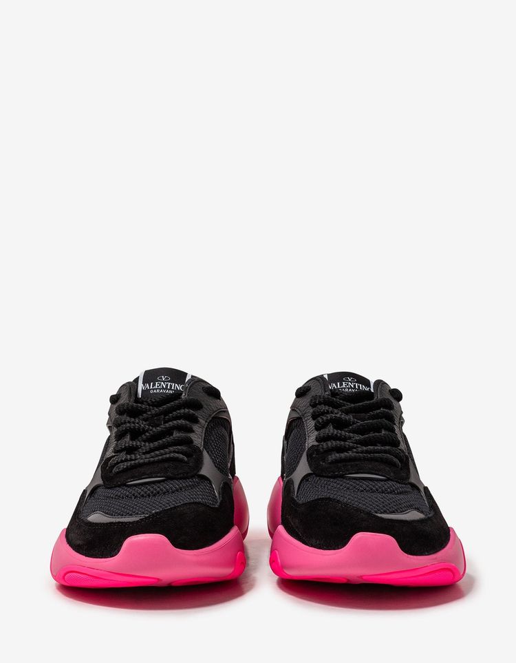Valentino Black Bubbleback Mesh and Suede Trainers image 3