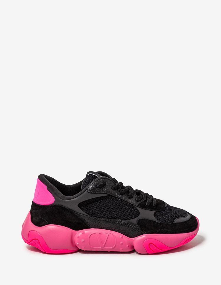 Valentino Black Bubbleback Mesh and Suede Trainers image 6