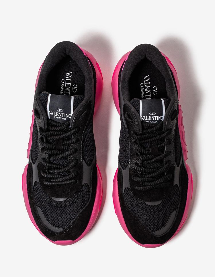 Valentino Black Bubbleback Mesh and Suede Trainers image 7