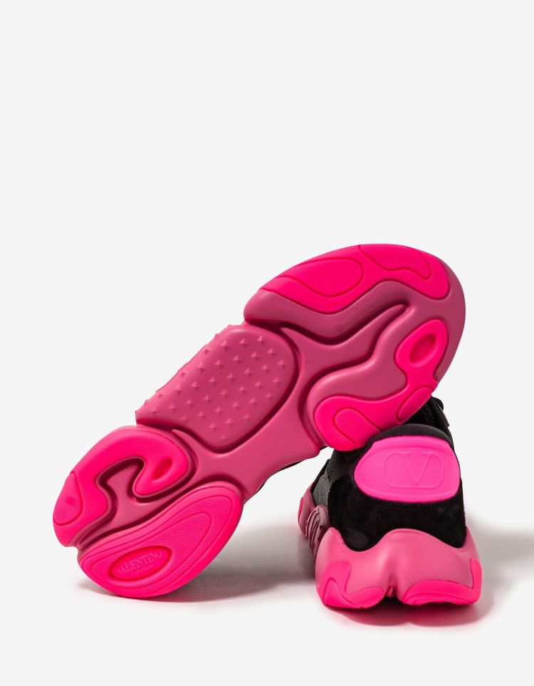 Valentino Black Bubbleback Mesh and Suede Trainers image 5