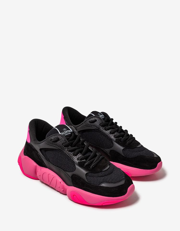 Valentino Black Bubbleback Mesh and Suede Trainers image 1