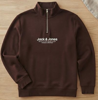 Jack & Jones Brown Quarter-Zip Sweatshirt