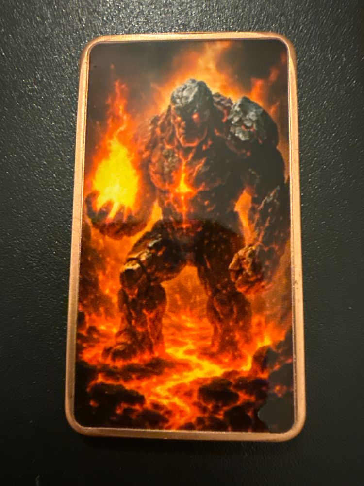 Unbranded Mystic Guardians of Fire - Lava Golem Copper Art Bar Fantasy Mythology Collectible product image