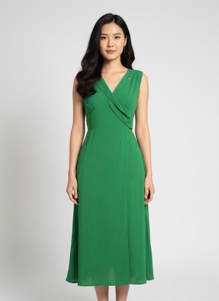 Green Sleeveless Midi Dress