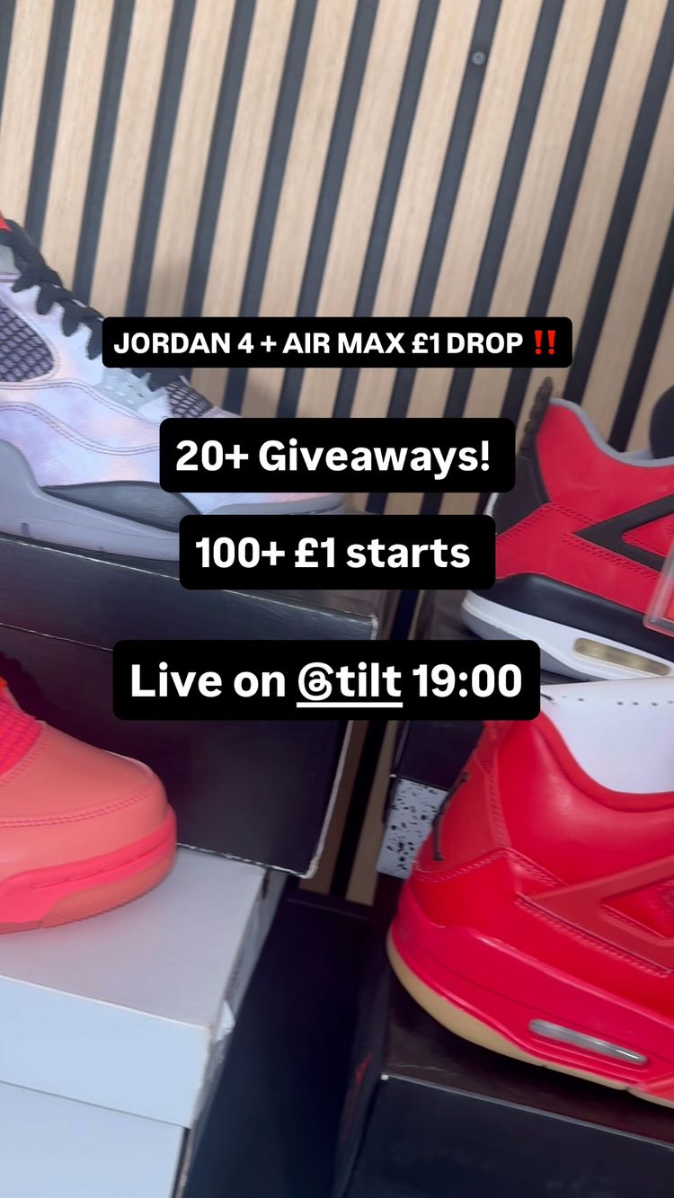 Live auction: 20+ Free Kicks! 100+ J4 + AIR MAX 95 £1 DROPS! Heat Only! by rstreetwear