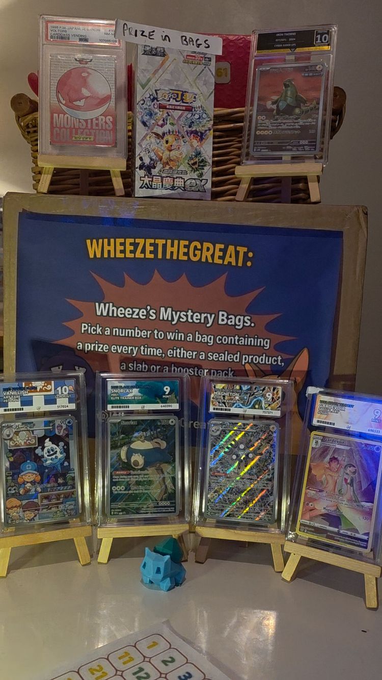 Live Menswear auction: Wwheezethegreat Mystery Bags Testerstal Booster Box 151 Ace Slab And Other Ace Slabs Psa Pokémon  by wwheezethegreat