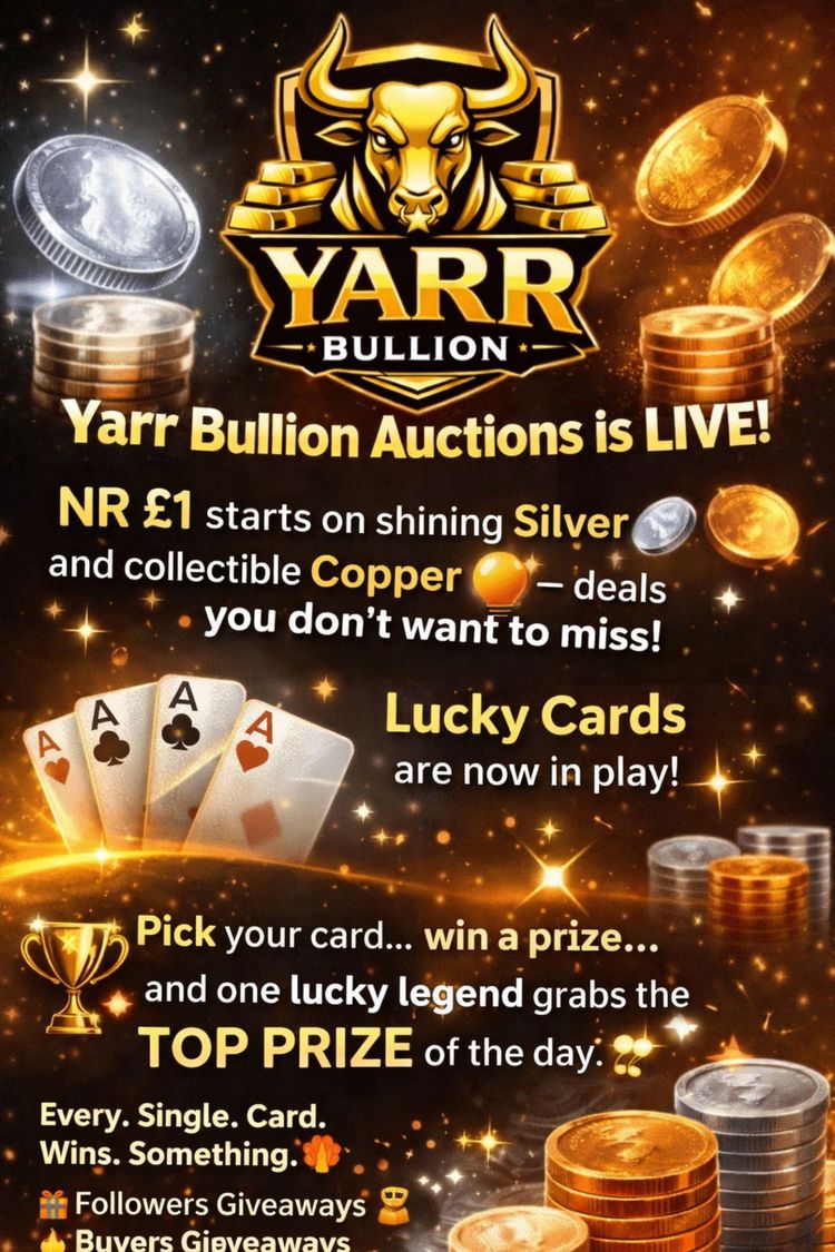Subasta en directo: Pick To Win, 1g GOLD, 1/4oz BRIT, 1/10 BRIT, 5oz COPPER por yarr_bullion