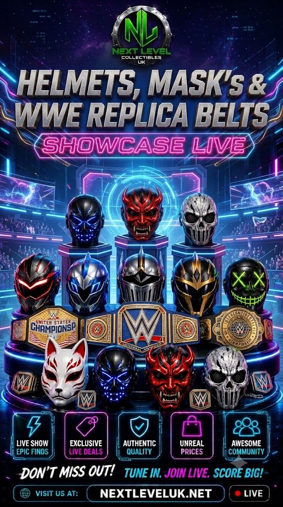 Aukcja na żywo: WWE BELT REPLICAS & MASK & HELMET POPCULTIRE RESIN  REPLICAS!! od nextleveluk.net