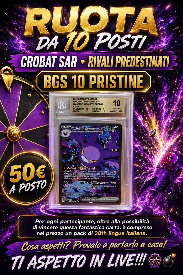 Asta dal vivo: Box break megadream, (etb,bundle, tin e pull win 30th), ruota crobat bgs 10 🎡🎉💪🏻 di piropokemon_30