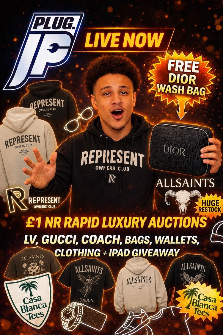 Subasta en directo: Represent & All Saints + Free DIOR | Luxury & Streetwear Auctions | STEALS por plugjp