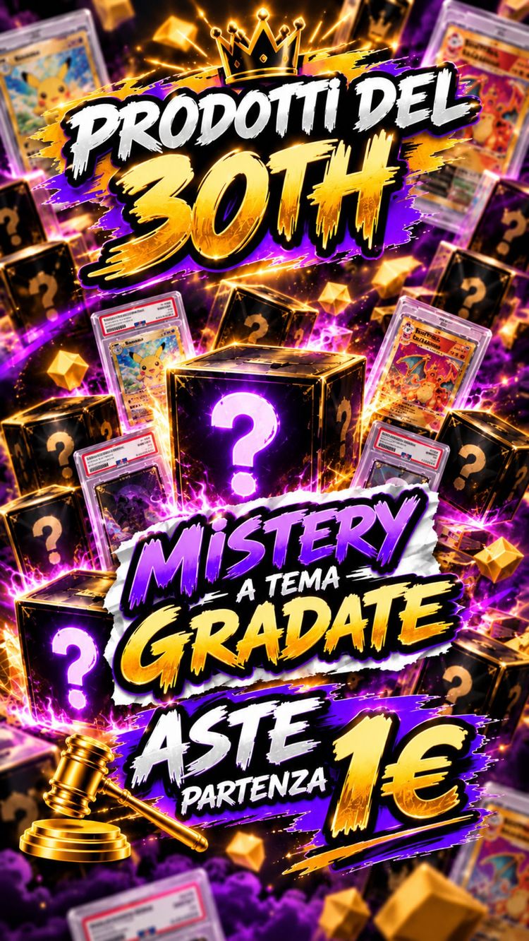 Live auction: 🌟 Prodotti Del 30th 🔥Mistery Gradate🔥Aste Partenza 1€,🎁 by pullmasters