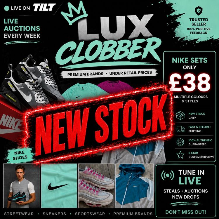 Live auction: 🚨NEW STOCK🚨 £38 NIKE MATCHING SETS👀 + P6000 95 TN AIR MAX AIR FORCE - NEW BALANCE ADIDAS🏝️🛍️ by luxclobber