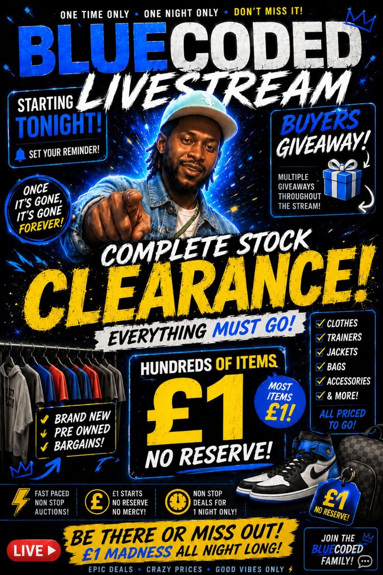 Asta in diretta Nike: 🚨 COMPLETE STOCK CLEARANCE 😭
IF IT SELLS FOR £1... IT SELLS FOR £1 👟🔥 no di bluecoded