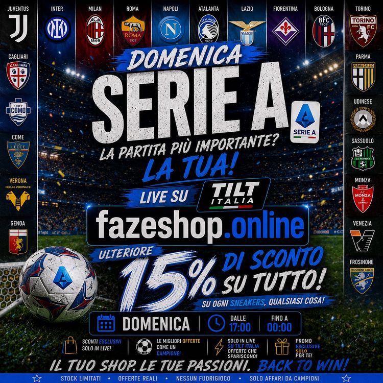 Live Sneakers auction: 👑 IL COLPO DELLA DOMENICA: -15% SU TUTTO! by fazeshop.online
