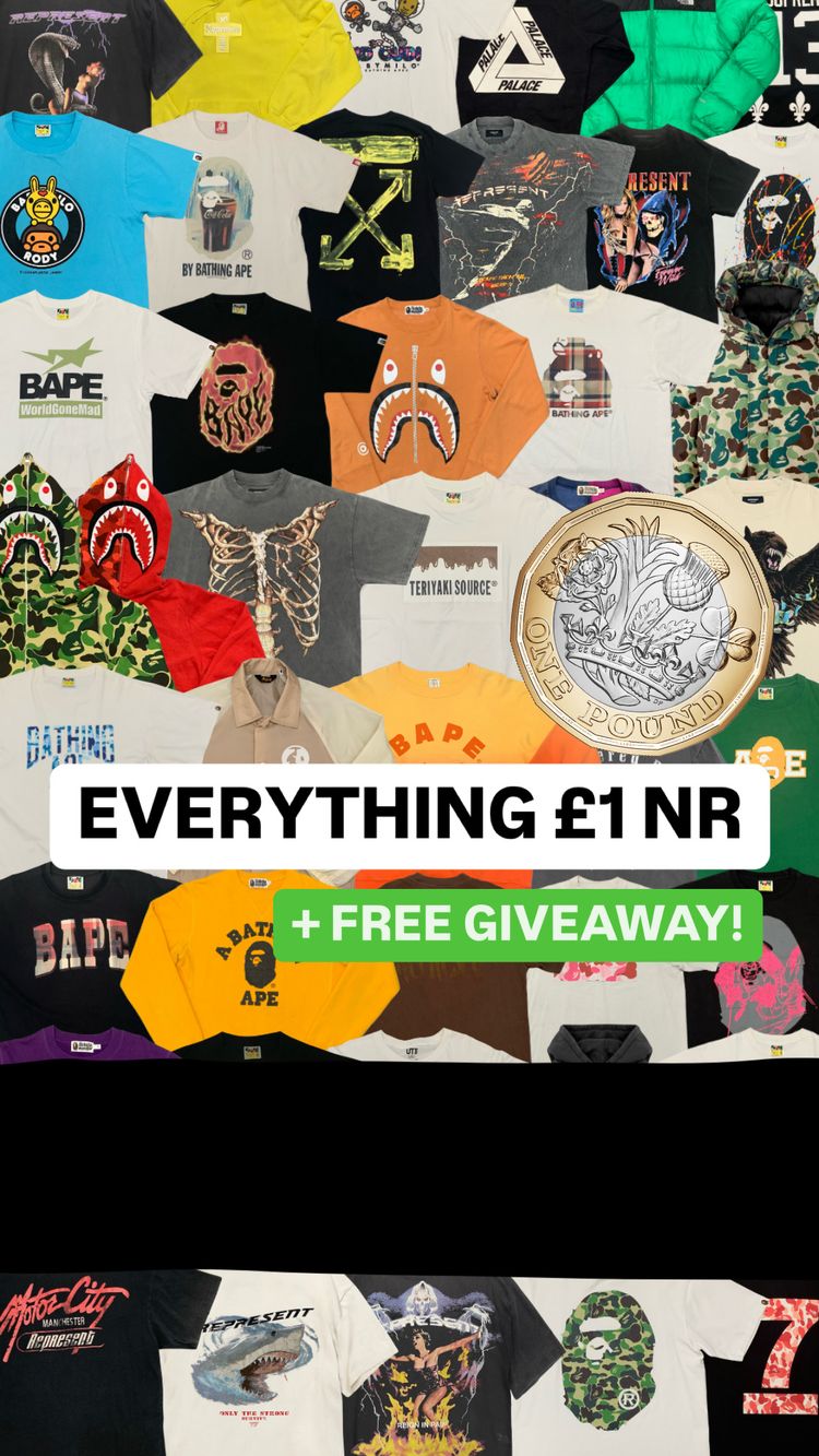 Live Streetwear auction: 🤯EVERYTHING £1 🥶Represent, Off-White, Palm Angels, Bape + More! by hansonstreetwear